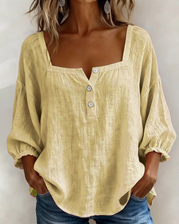 Square Neck Lantern Sleeve Shirt