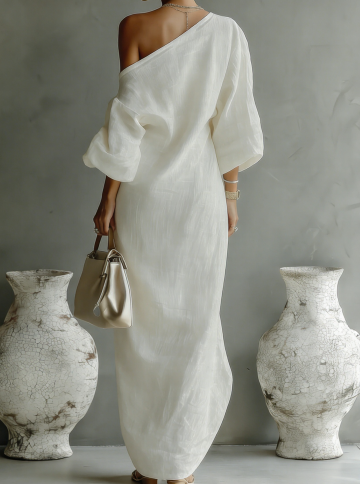 Ivory Linen Maxi Dress