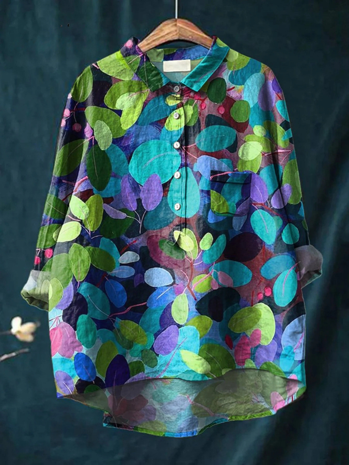 Adriana | Women's Casual Printed Shirt with Summer Forest Art