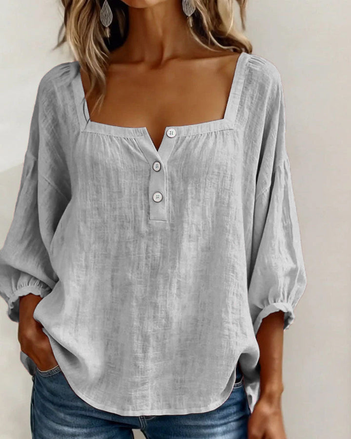 Square Neck Lantern Sleeve Shirt