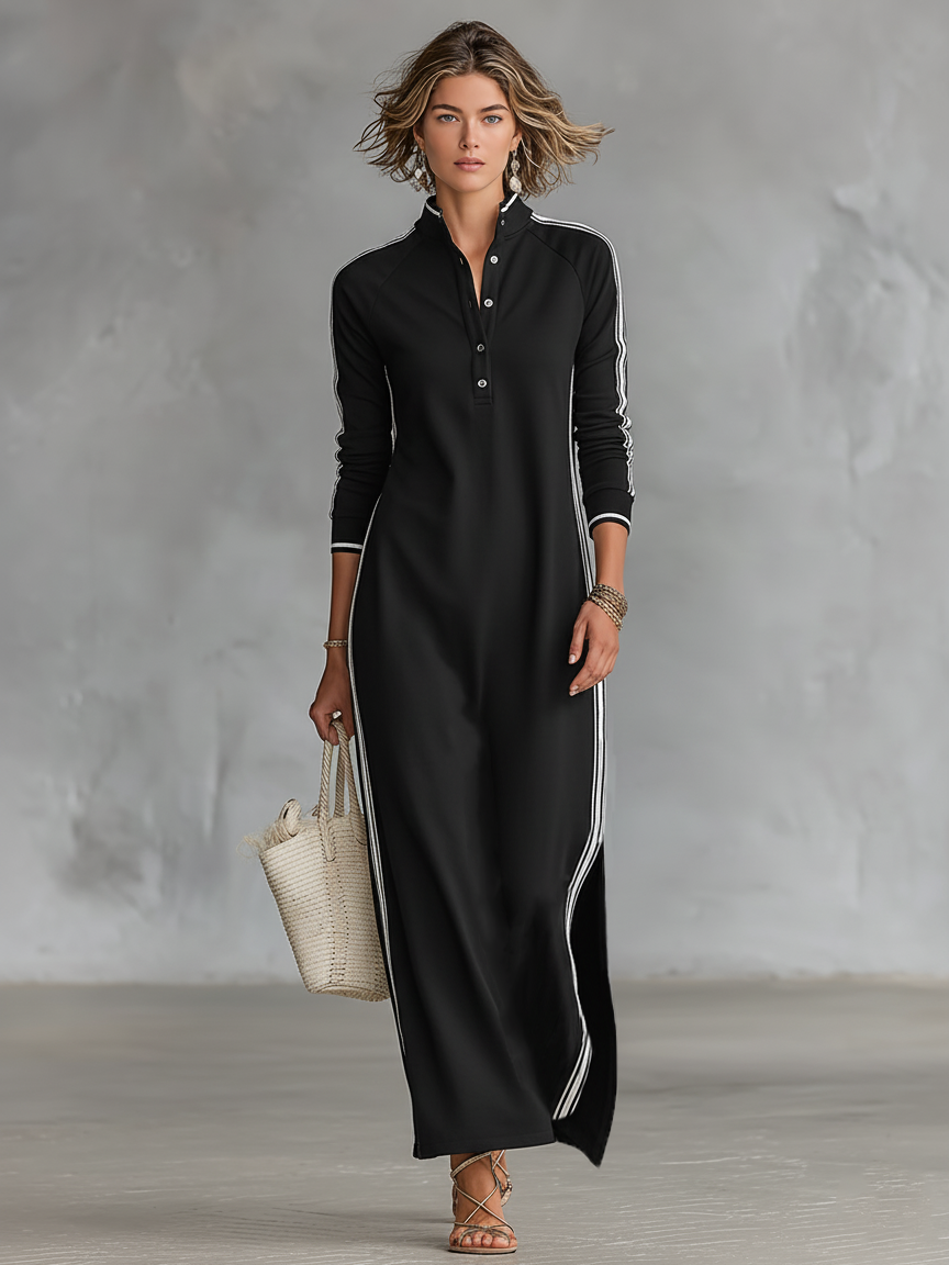 Button-down Sweatshirt Maxi Dress