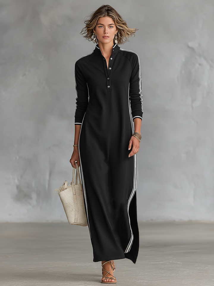 Button-down Sweatshirt Maxi Dress
