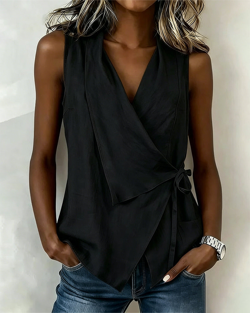 Wide Strap Cross Top with Bow