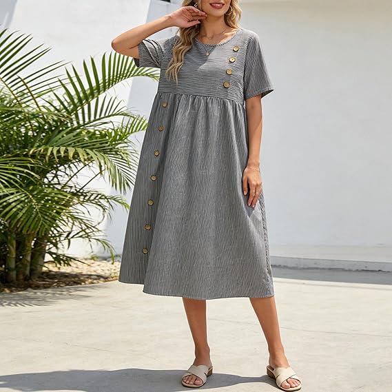 Brienne | Striped Midi Dress
