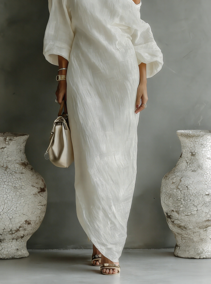 Ivory Linen Maxi Dress