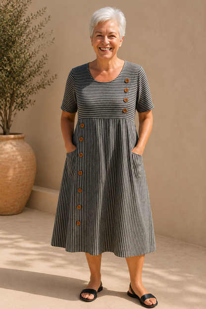 Brienne | Striped Midi Dress
