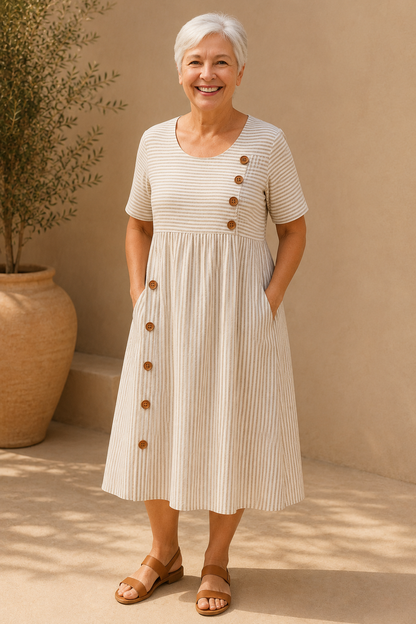 Brienne | Striped Midi Dress