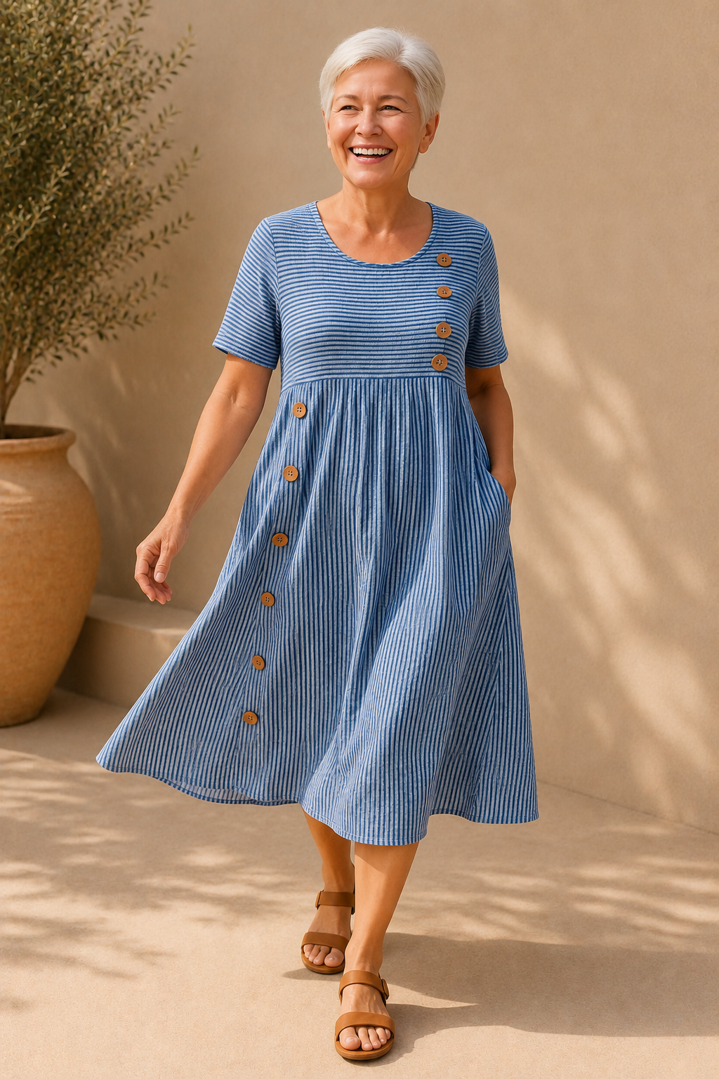Brienne | Striped Midi Dress