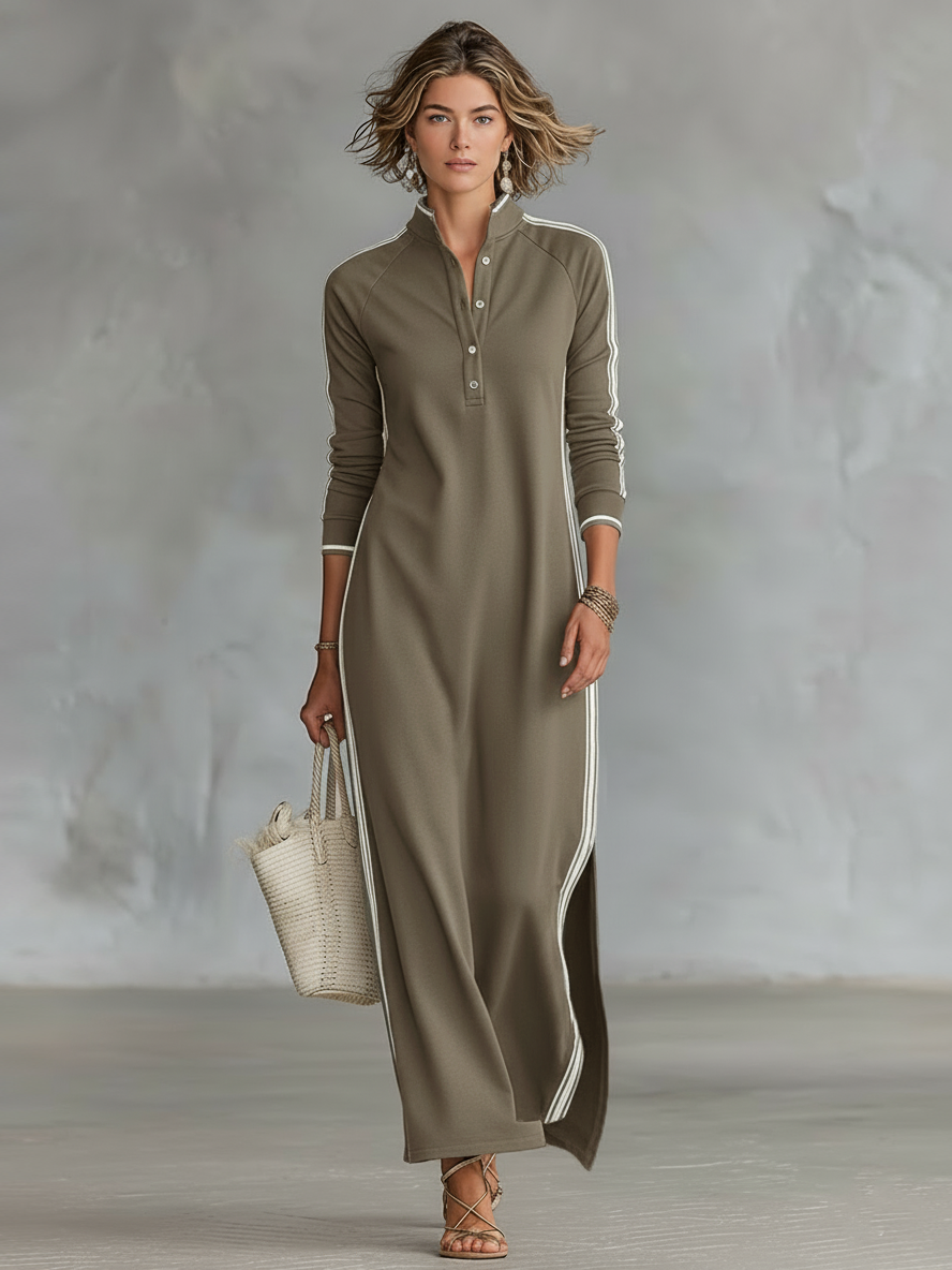 Button-down Sweatshirt Maxi Dress