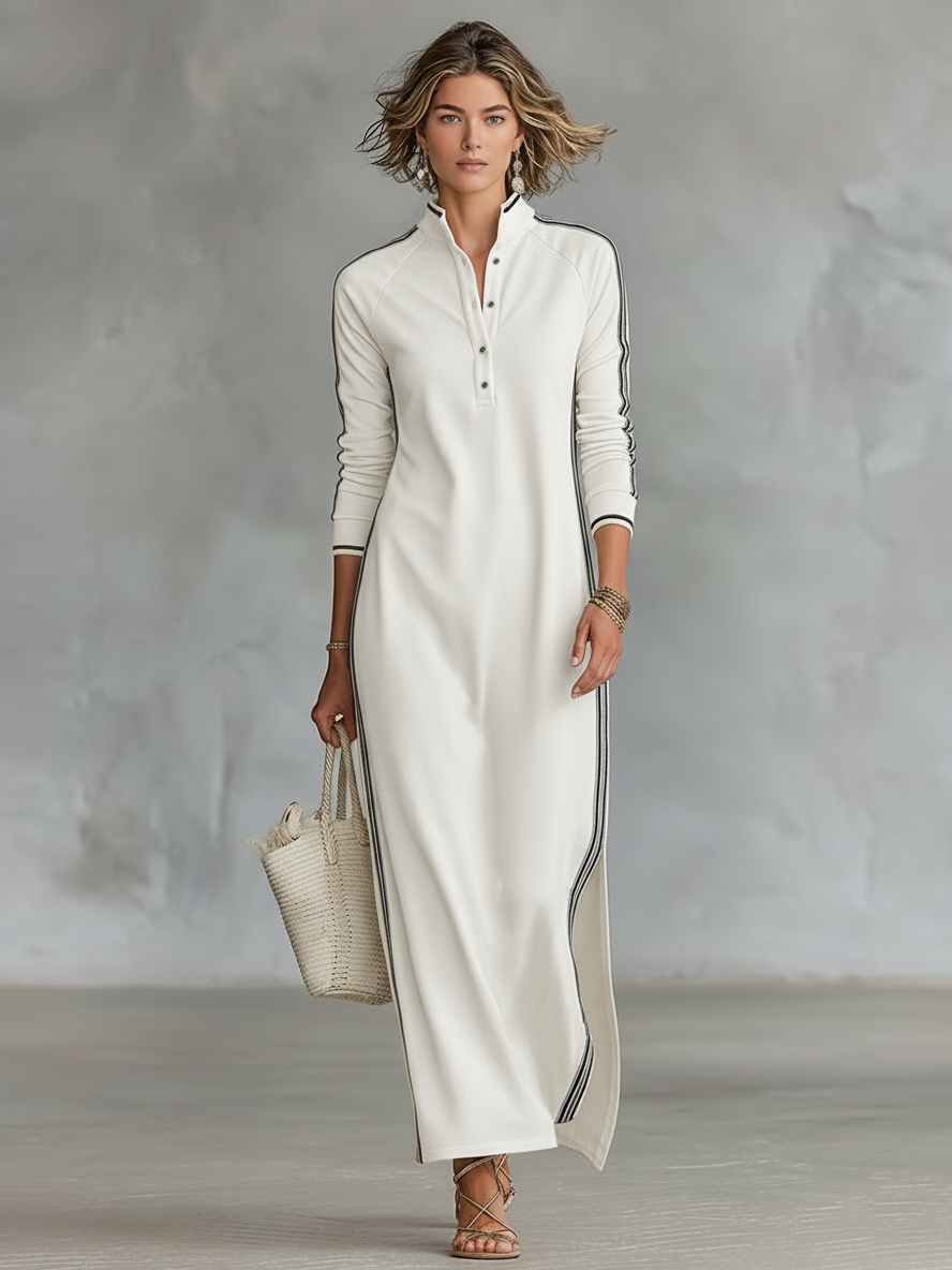 Button-down Sweatshirt Maxi Dress