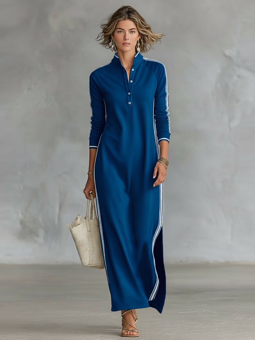Button-down Sweatshirt Maxi Dress