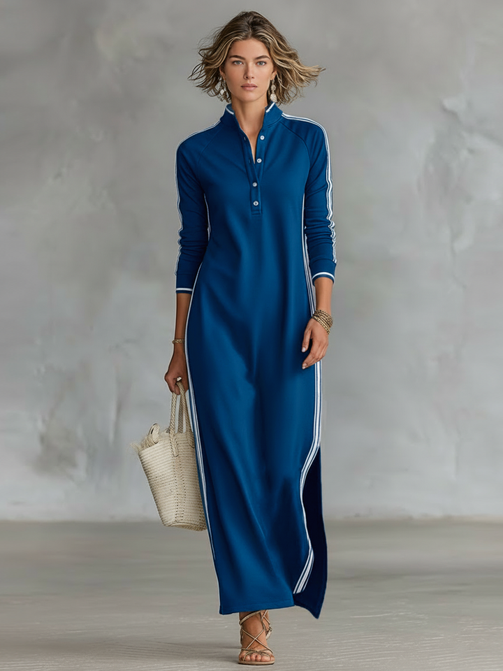 Button-down Sweatshirt Maxi Dress