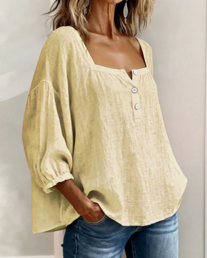 Square Neck Lantern Sleeve Shirt
