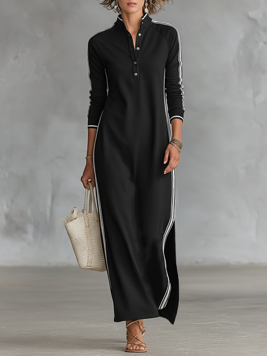 Button-down Sweatshirt Maxi Dress